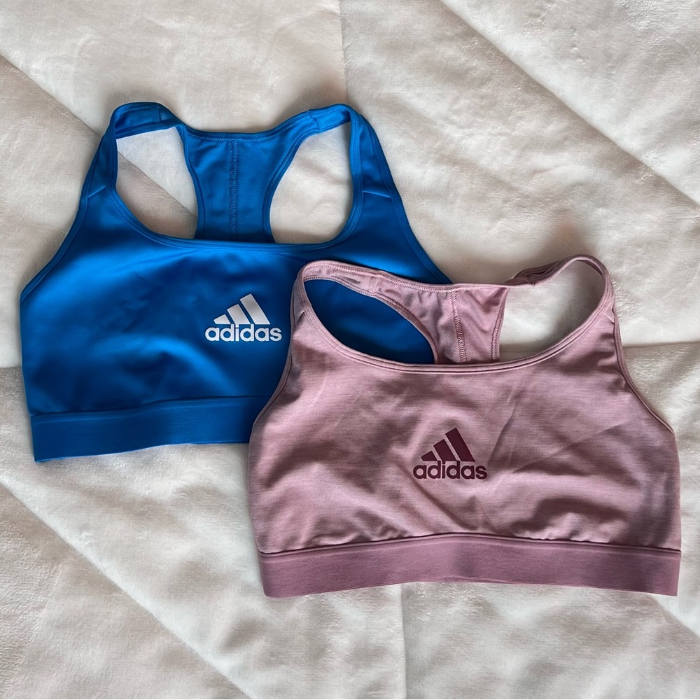 SET OF 2 Adidas Vibrant Blue and Muave Sports Bras Size Medium Women’s